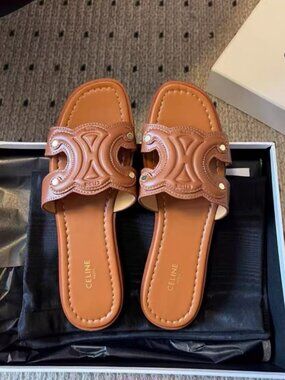Celine Tan Triomphe Buckle Slides